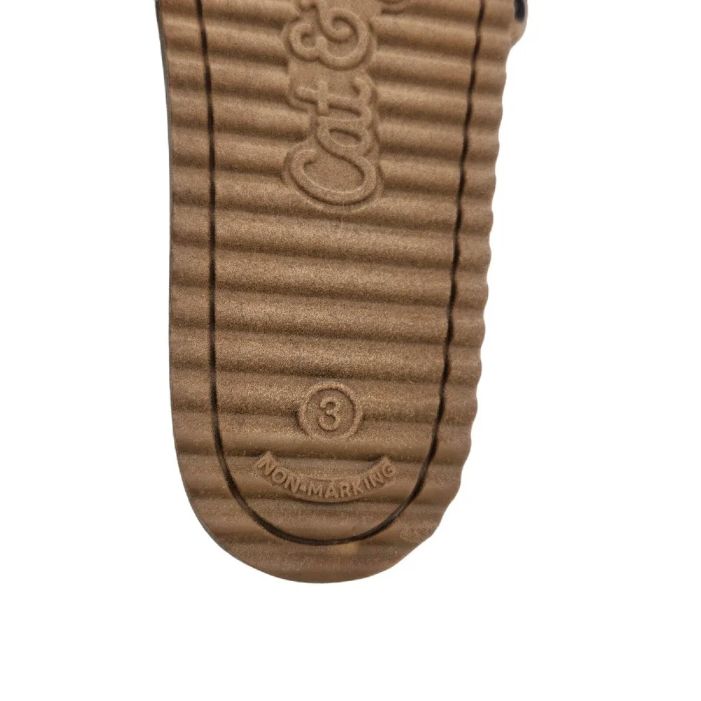 Cat & Jack Youth Girls Selma Tan Animal Print Sandals Size 3 Slide On Brown‎